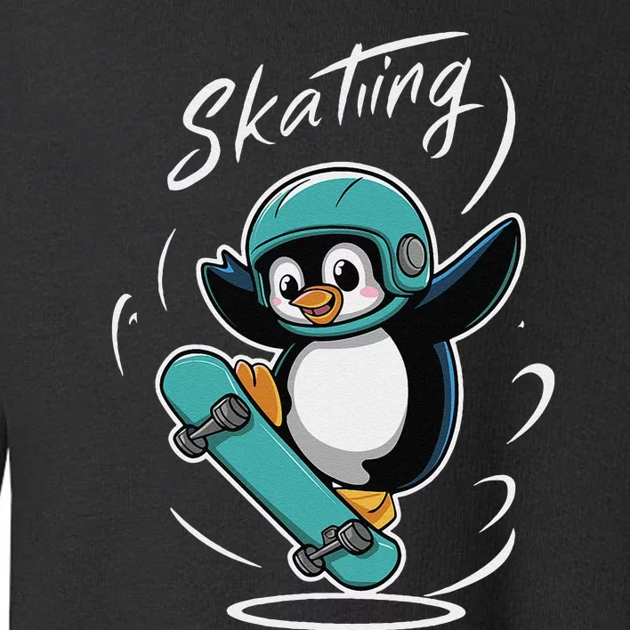 Skating Penguin Skateboard Funny Skater Penguin Toddler Sweatshirt