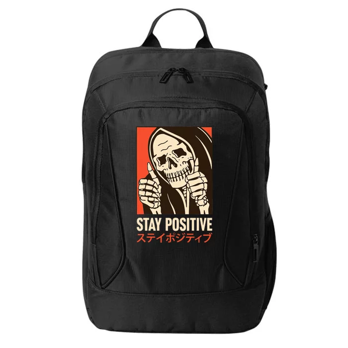 Stay Positive Skeleton Japanese City Backpack