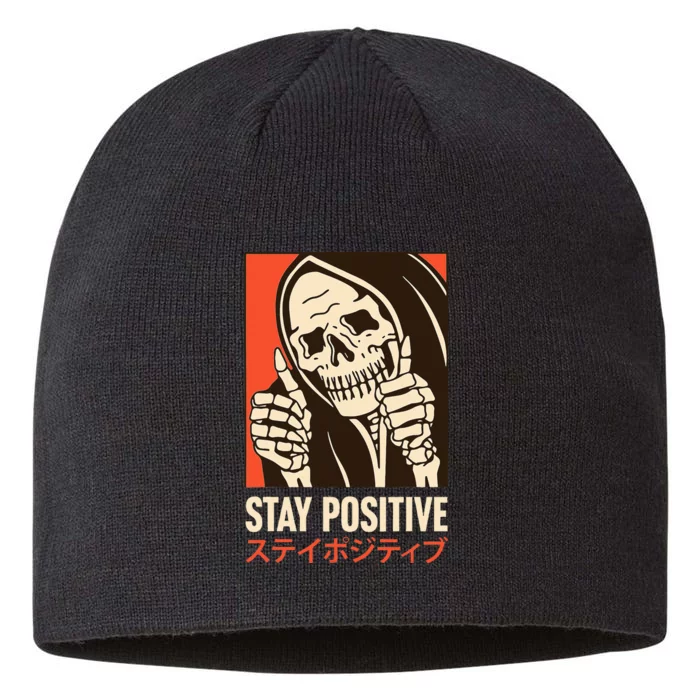 Stay Positive Skeleton Japanese 8 1/2in Sustainable Knit Beanie