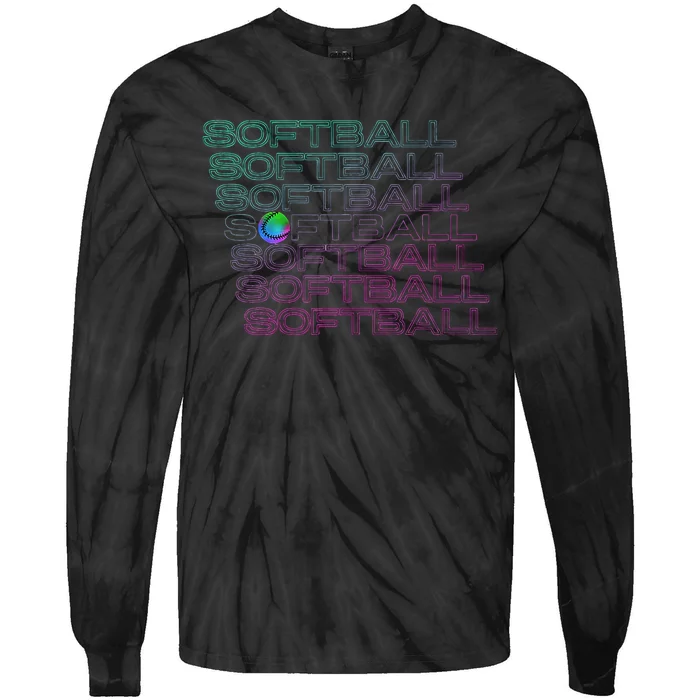 Softball Player Tie-Dye Long Sleeve Shirt