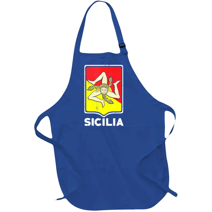 Sicilian Pride Sicilia Sicilian Flag Trinacria Full-Length Apron With Pocket