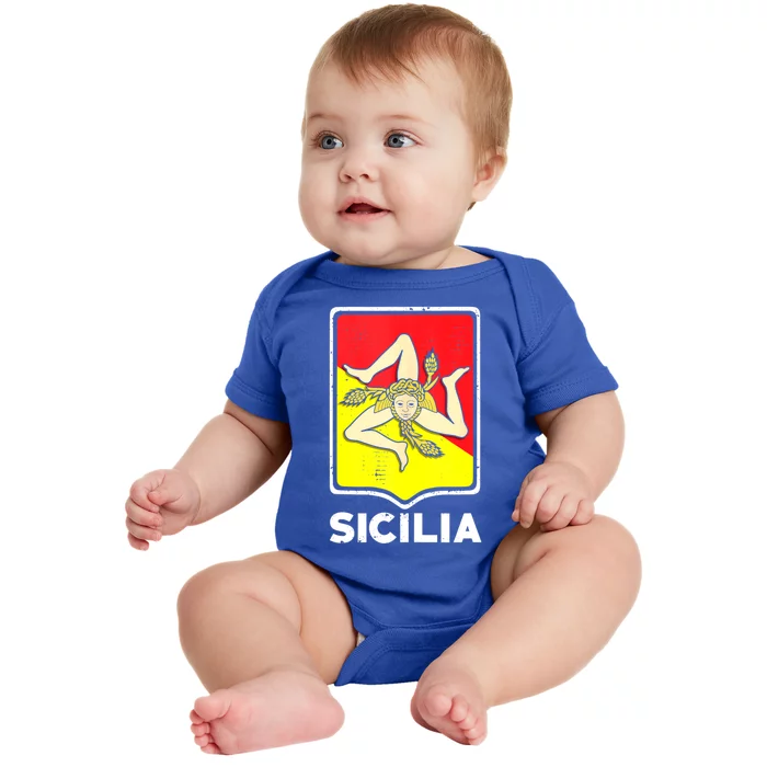 Sicilian Pride Sicilia Sicilian Flag Trinacria Baby Bodysuit