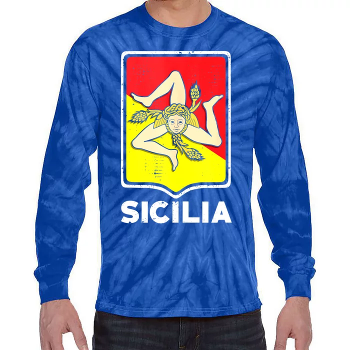 Sicilian Pride Sicilia Sicilian Flag Trinacria Tie-Dye Long Sleeve Shirt