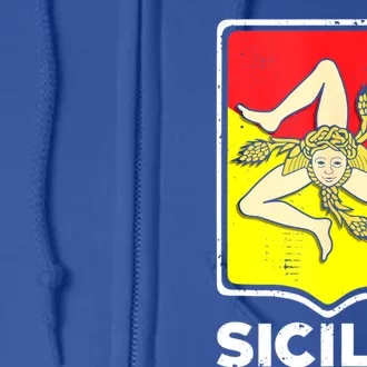 Sicilian Pride Sicilia Sicilian Flag Trinacria Full Zip Hoodie