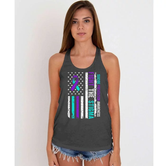 Suicide Prevention Support Fight Stigma Suicide Awareness Women's Knotted Racerback Tank