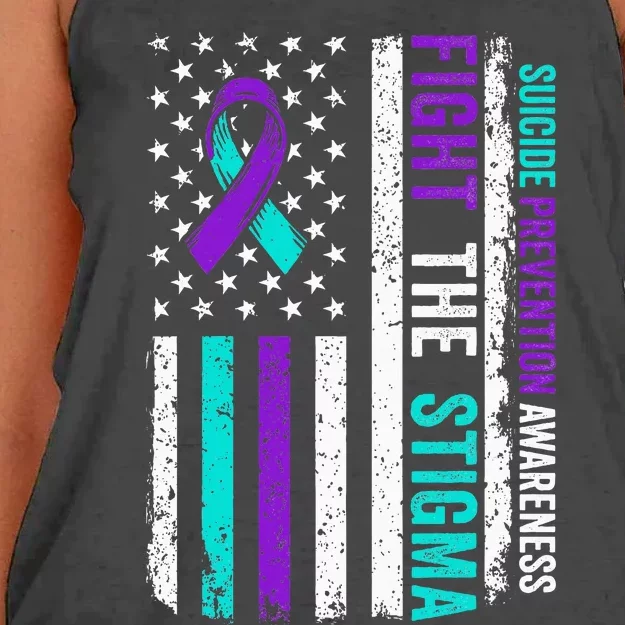 Suicide Prevention Support Fight Stigma Suicide Awareness Women's Knotted Racerback Tank