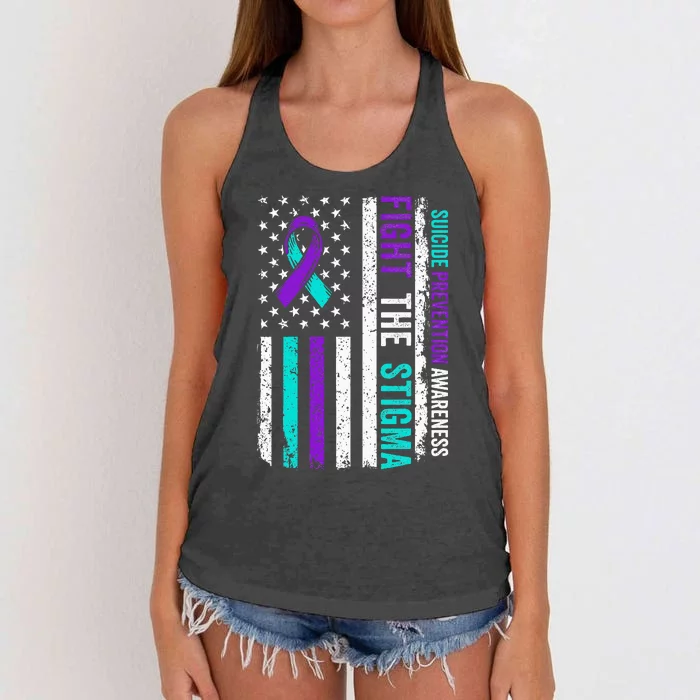 Suicide Prevention Support Fight Stigma Suicide Awareness Women's Knotted Racerback Tank