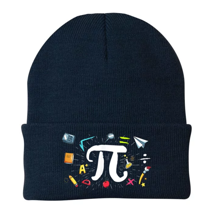 Simple Pi Symbol National Pi Day Math Teacher Cool Gift Knit Cap Winter Beanie