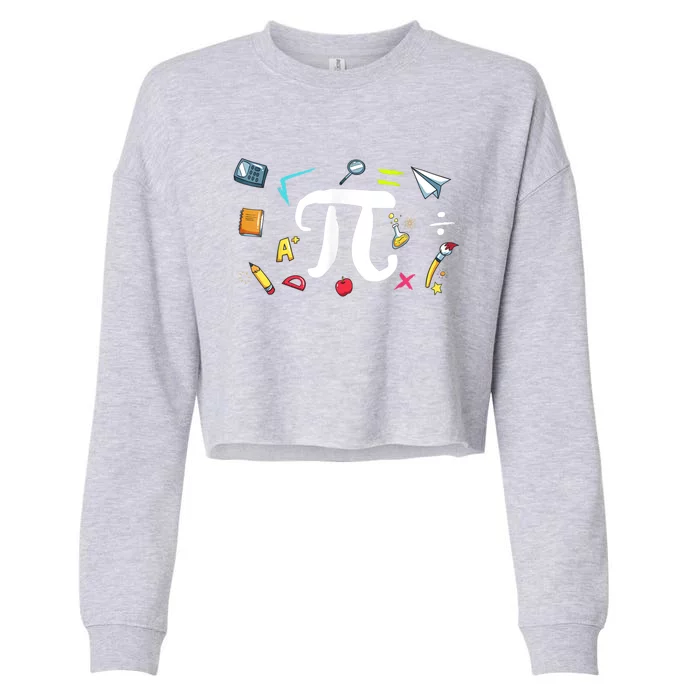 Simple Pi Symbol National Pi Day Math Teacher Cool Gift Cropped Pullover Crew