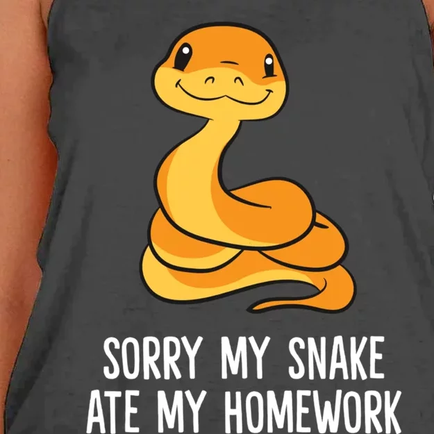 Snake Pet School Sorry, My Snake Ate Homework Women's Knotted Racerback Tank