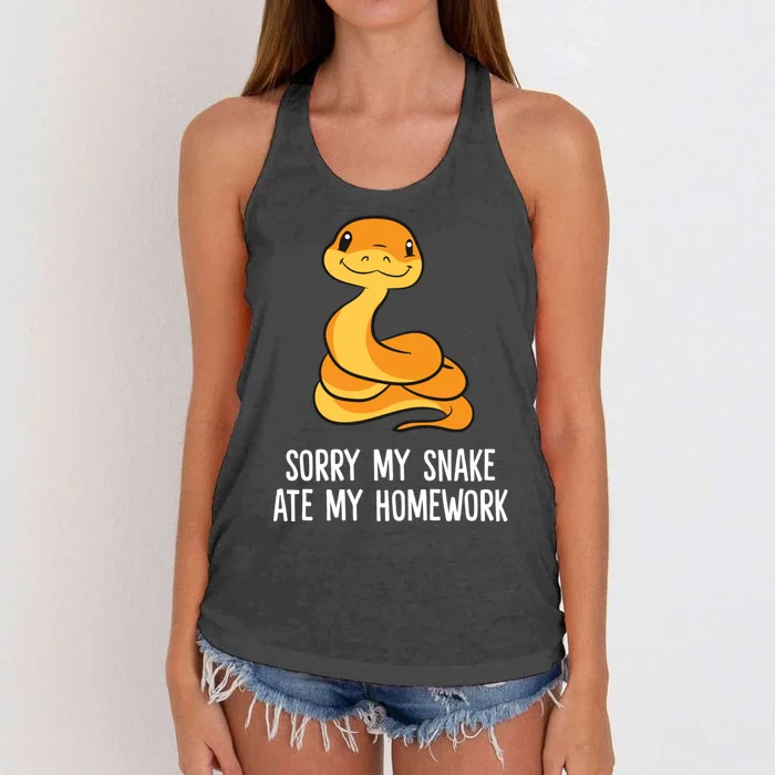 Snake Pet School Sorry, My Snake Ate Homework Women's Knotted Racerback Tank