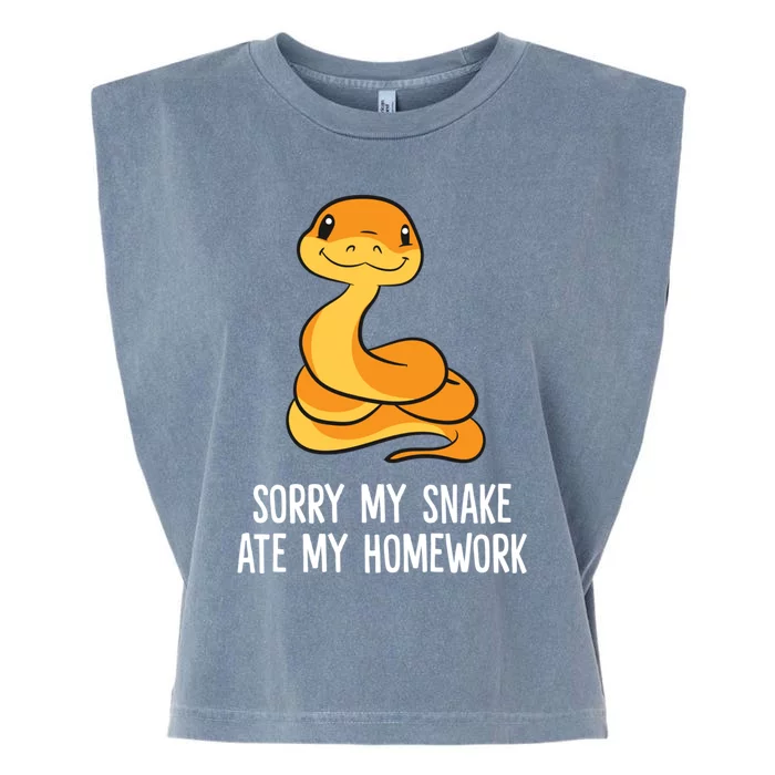 Snake Pet School Sorry, My Snake Ate Homework Garment-Dyed Women's Muscle Tee