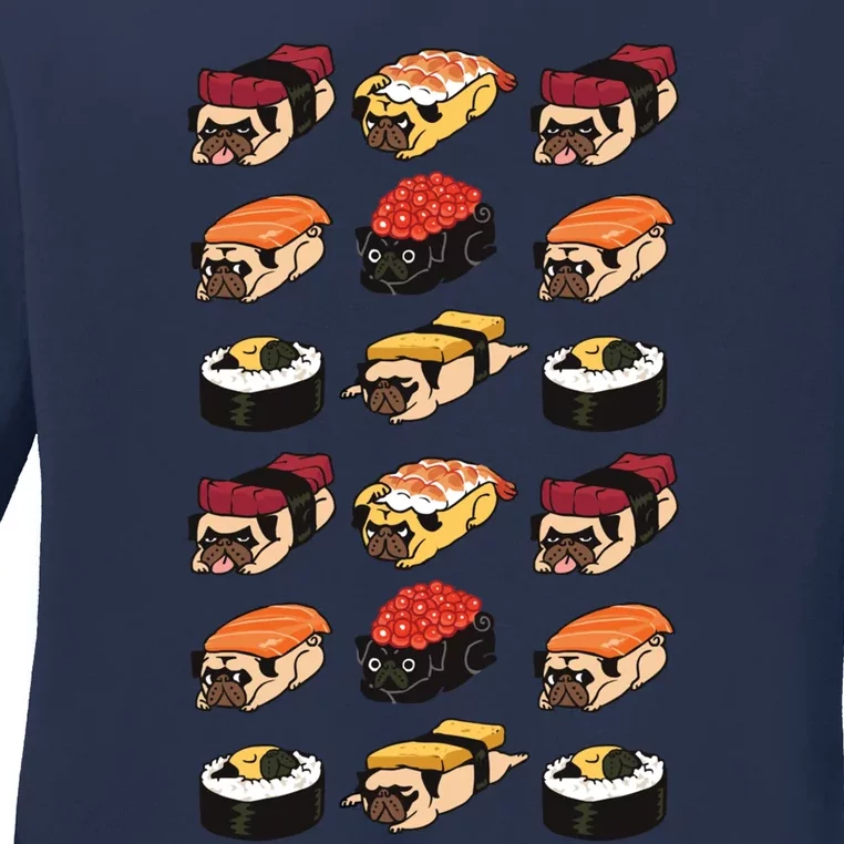 Sushi Pug Ladies Long Sleeve Shirt