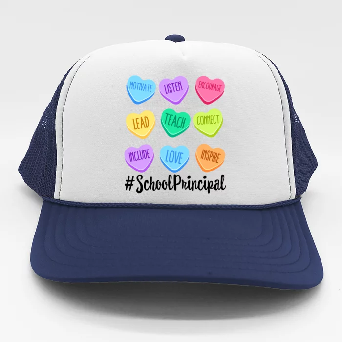 School Principal Staff Valentine's Day Pastel Candy Heart Gift Trucker Hat