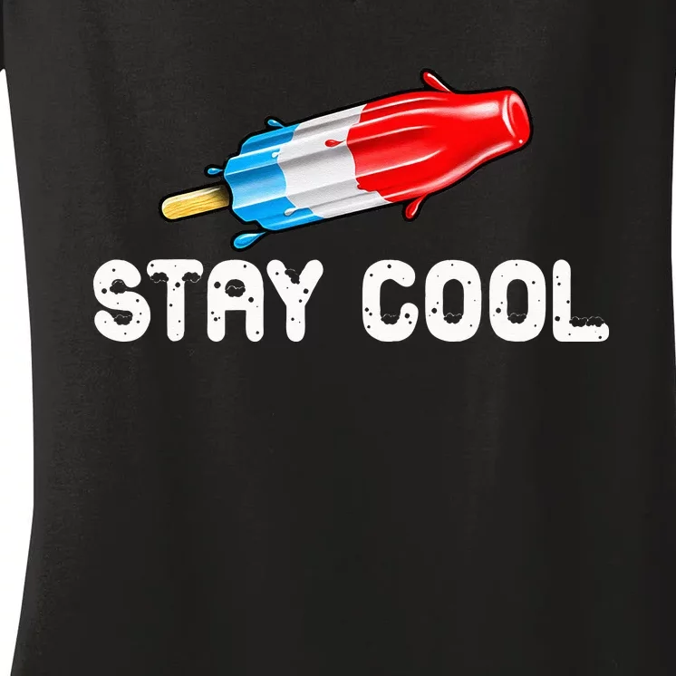 Summer Popsicle Stay Cool Funny Bomb Retro 80s Pop Gift Women's V-Neck T-Shirt