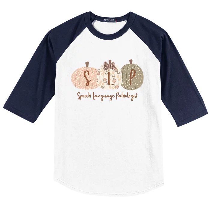 Slp Pumpkin Speech Language Pathologist Fall Autumn Baseball Sleeve Shirt