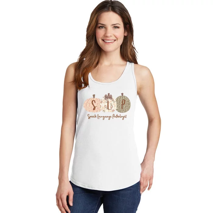 Slp Pumpkin Speech Language Pathologist Fall Autumn Ladies Essential Tank