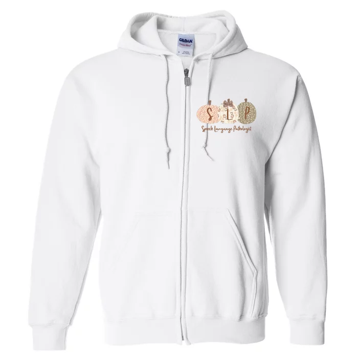 Slp Pumpkin Speech Language Pathologist Fall Autumn Full Zip Hoodie