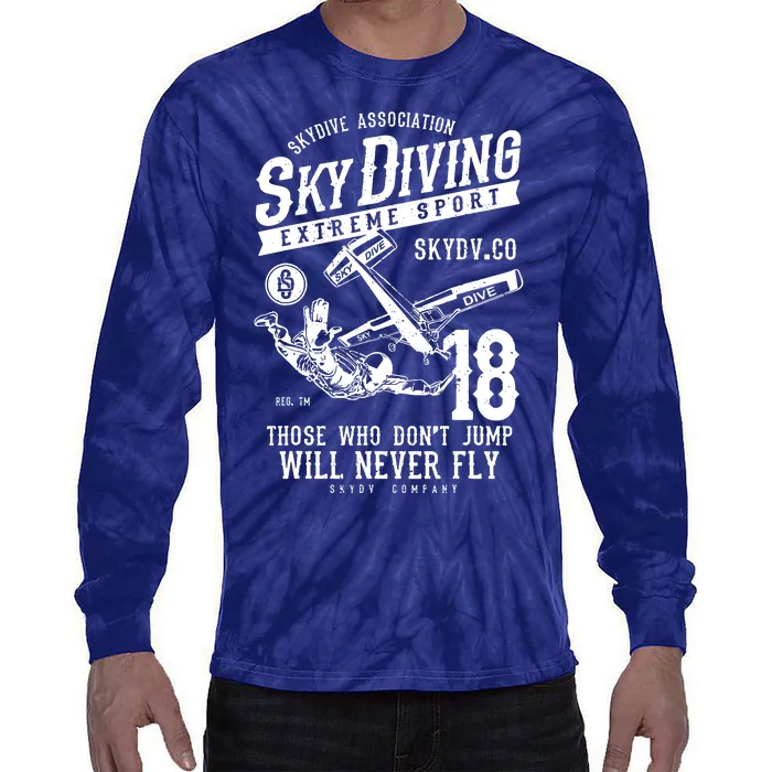 Skydiving Parachuting Skydive Tee Skydiver Tie-Dye Long Sleeve Shirt