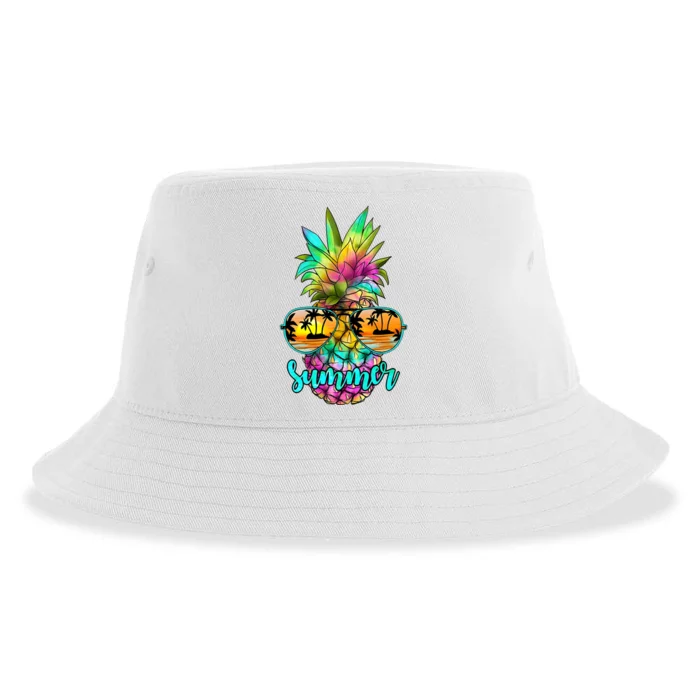 Sunglass Pineapple Summer Vibes Sustainable Bucket Hat