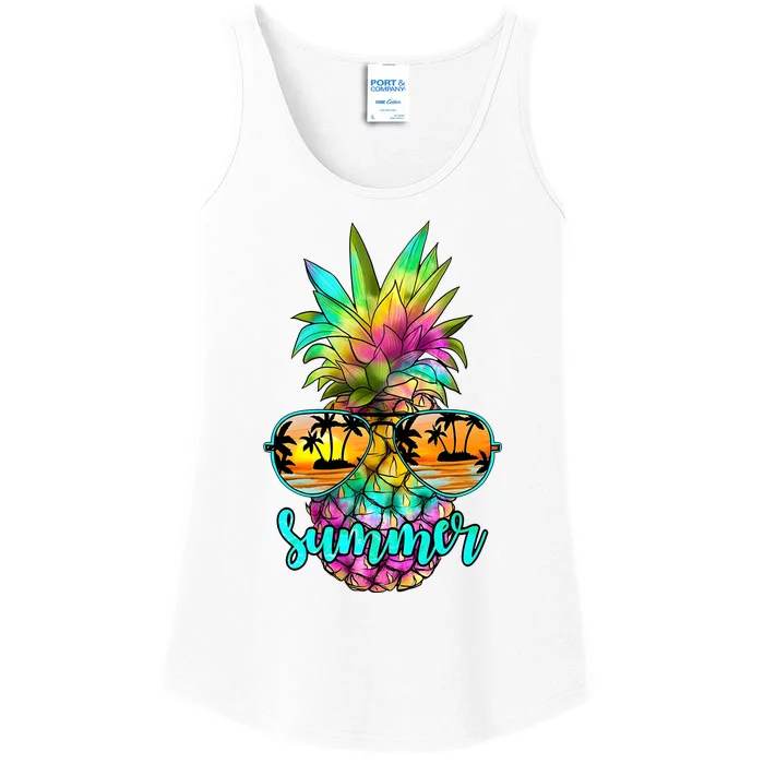 Sunglass Pineapple Summer Vibes Ladies Essential Tank