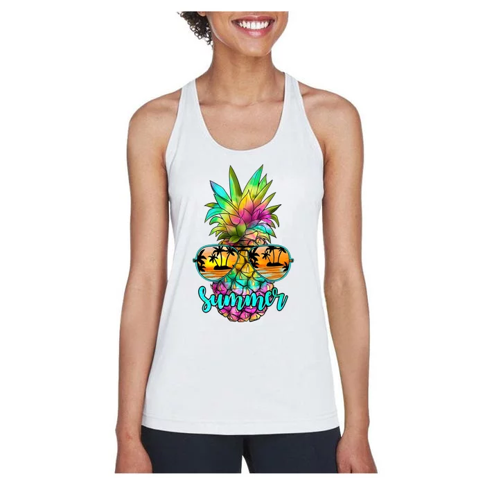 Sunglass Pineapple Summer Vibes Women's Racerback Tank