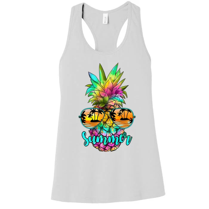 Sunglass Pineapple Summer Vibes Women's Racerback Tank