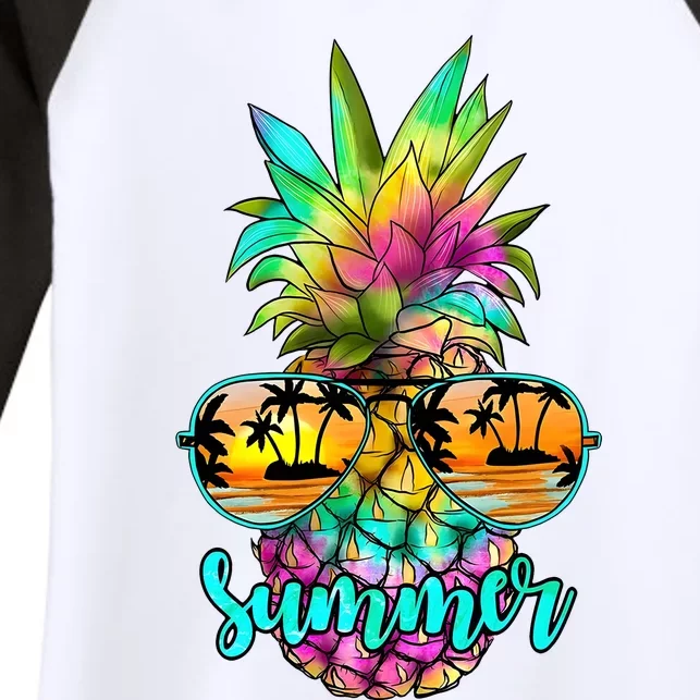 Sunglass Pineapple Summer Vibes Women's Tri-Blend 3/4-Sleeve Raglan Shirt