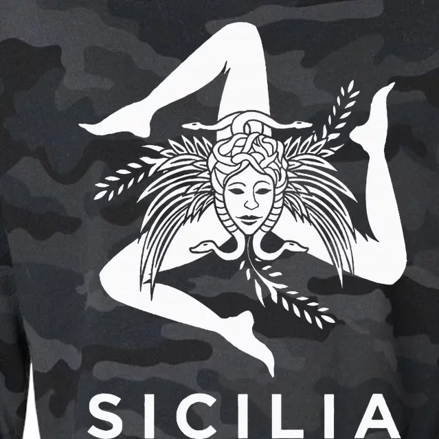 Sicilian Pride Sicilia Sicilian Flag Trinacria Cropped Pullover Crew