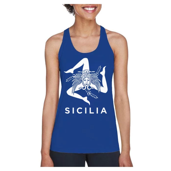 Sicilian Pride Sicilia Sicilian Flag Trinacria Women's Racerback Tank