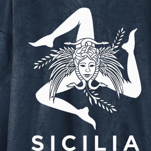 Sicilian Pride Sicilia Sicilian Flag Trinacria Hooded Wearable Blanket