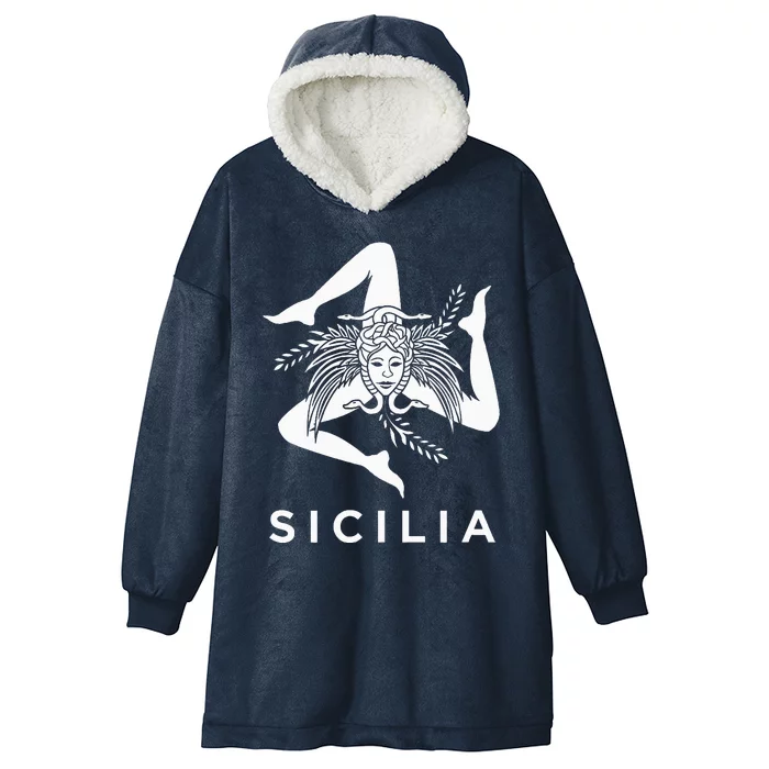 Sicilian Pride Sicilia Sicilian Flag Trinacria Hooded Wearable Blanket