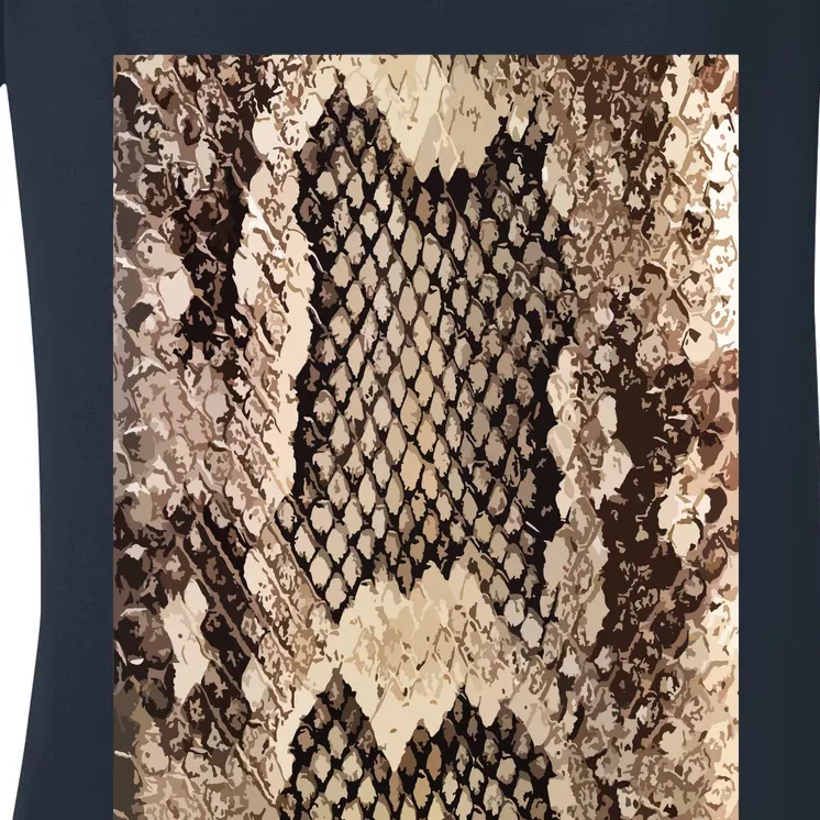 Snakeskin Print Snake Reptile Animal Rattlesnake Women's V-Neck T-Shirt