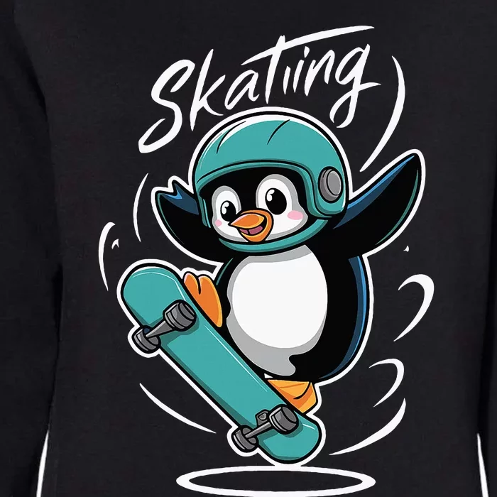 Skating Penguin Skateboard Funny Skater Penguin Womens California Wash Sweatshirt