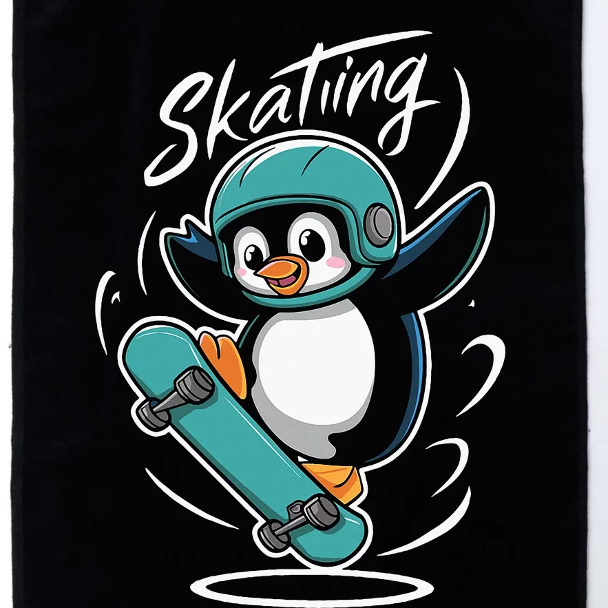 Skating Penguin Skateboard Funny Skater Penguin Platinum Collection Golf Towel