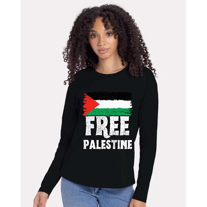 Support Palestine Show Solidarity with a Free Flag Womens Cotton Relaxed Long Sleeve T-Shirt