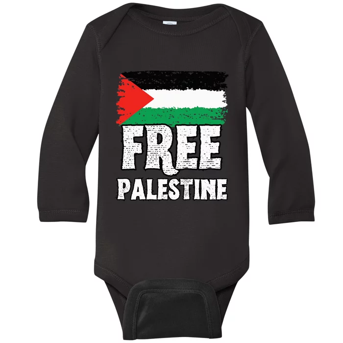 Support Palestine Show Solidarity with a Free Flag Baby Long Sleeve Bodysuit