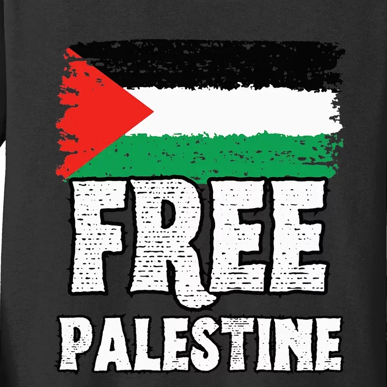 Support Palestine Show Solidarity with a Free Flag Kids Long Sleeve Shirt