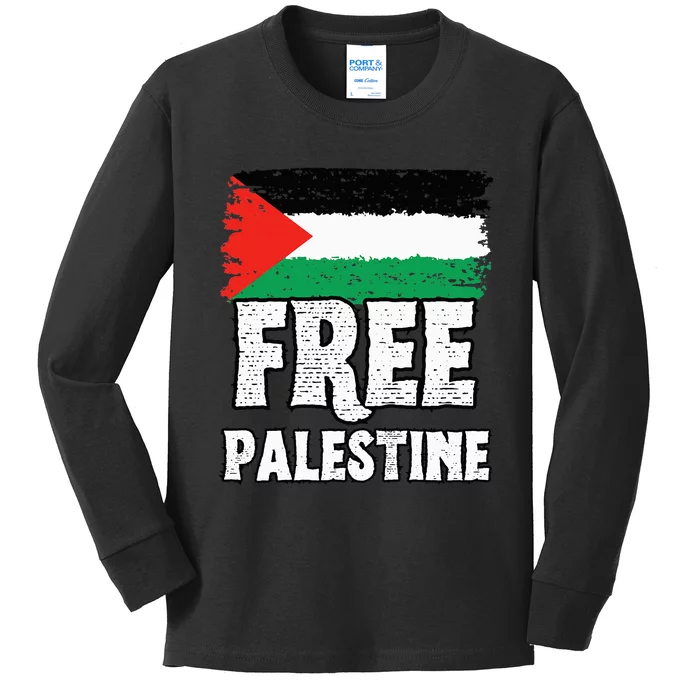 Support Palestine Show Solidarity with a Free Flag Kids Long Sleeve Shirt