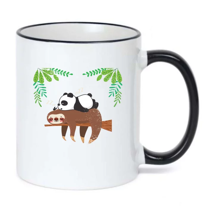 Sleeping Panda Sloth Gift Black Color Changing Mug