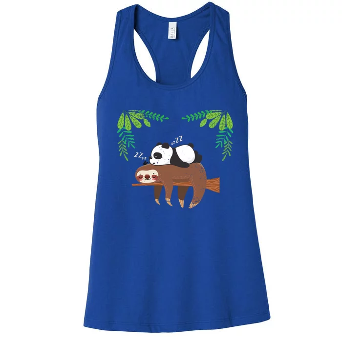 Sleeping Panda Sloth Gift Women's Racerback Tank