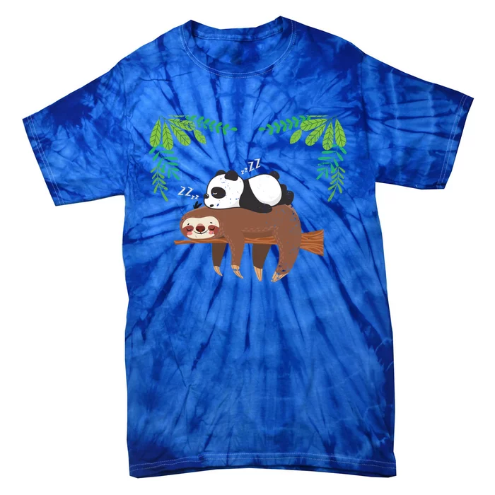 Sleeping Panda Sloth Gift Tie-Dye T-Shirt