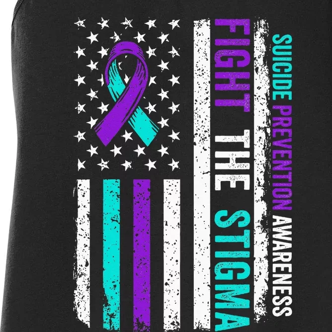 Suicide Prevention Support Fight Stigma Suicide Awareness Women's Racerback Tank