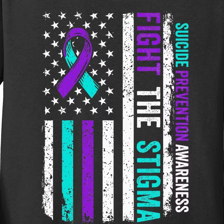 Suicide Prevention Support Fight Stigma Suicide Awareness Kids Long Sleeve Shirt