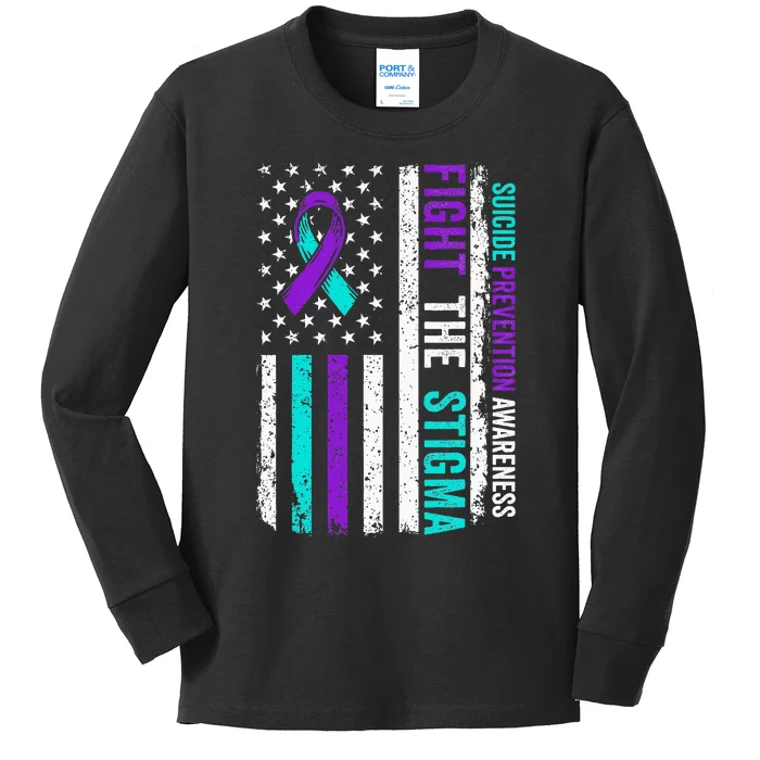 Suicide Prevention Support Fight Stigma Suicide Awareness Kids Long Sleeve Shirt