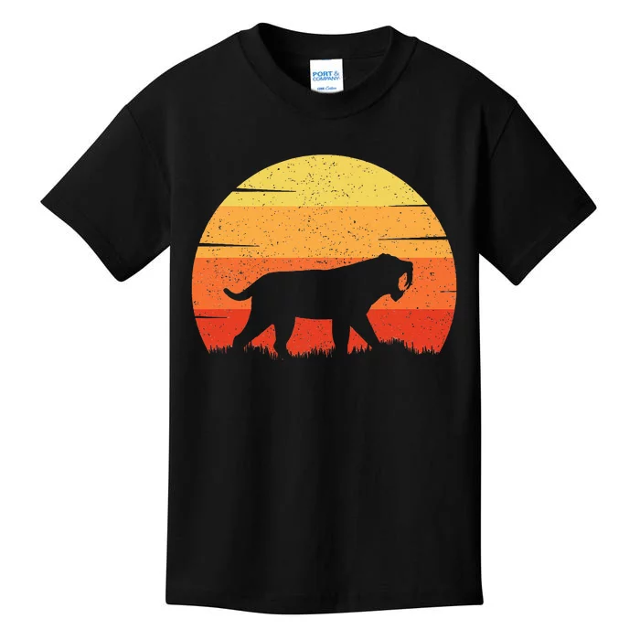 Smilodon Prehistoric Sabertooth Tiger Mountain Sabertooth Kids T-Shirt