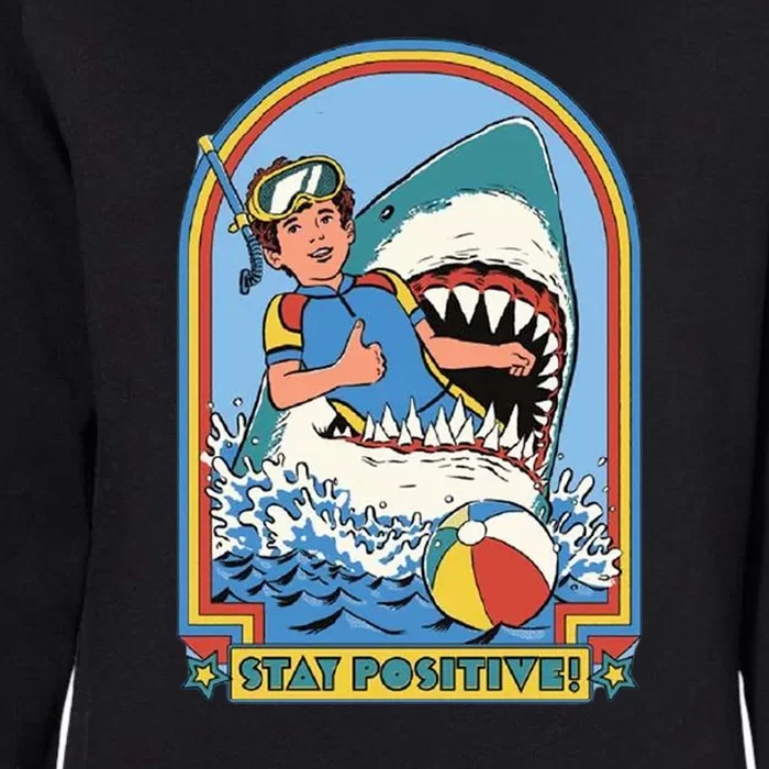 Stay Positive Shark Attack Comic Womens California Wash Sweatshirt