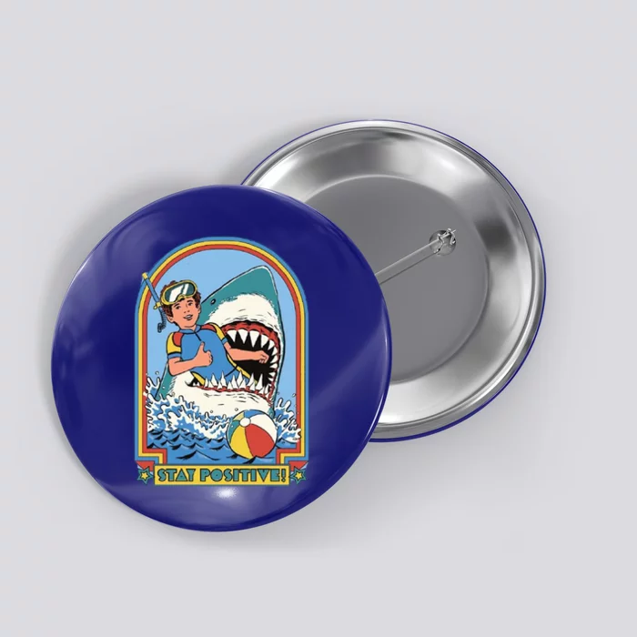 Stay Positive Shark Attack Comic Button