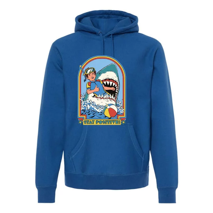 Stay Positive Shark Attack Comic Premium Hoodie