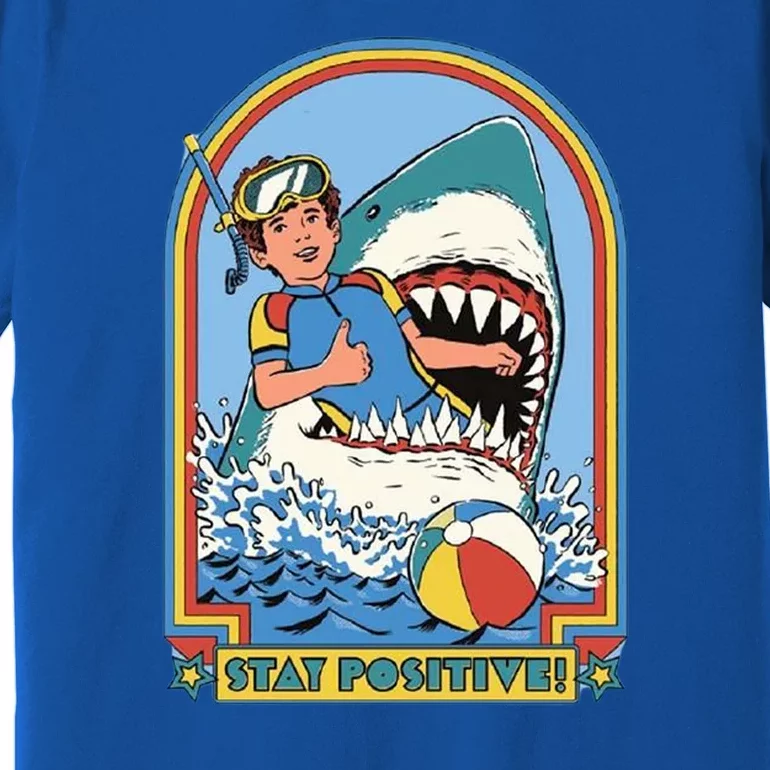 Stay Positive Shark Attack Comic Premium T-Shirt